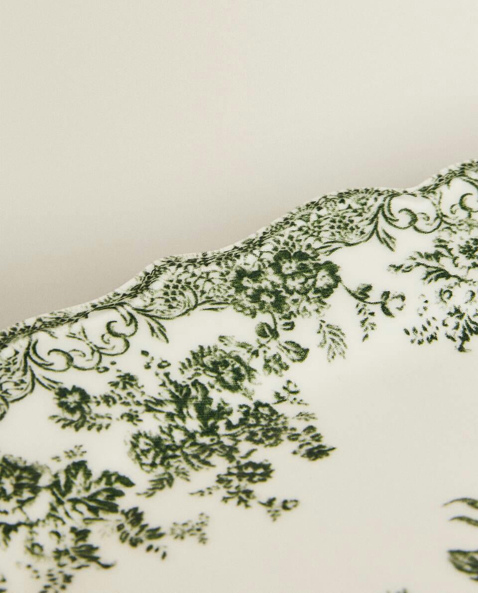 PLATO DE SERVIR DE LOZA FLORAL 