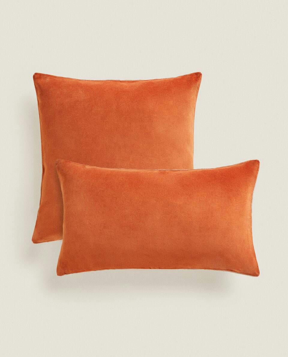 FUNDA DE COJÍN DE LINO Y TERCIOPELO 