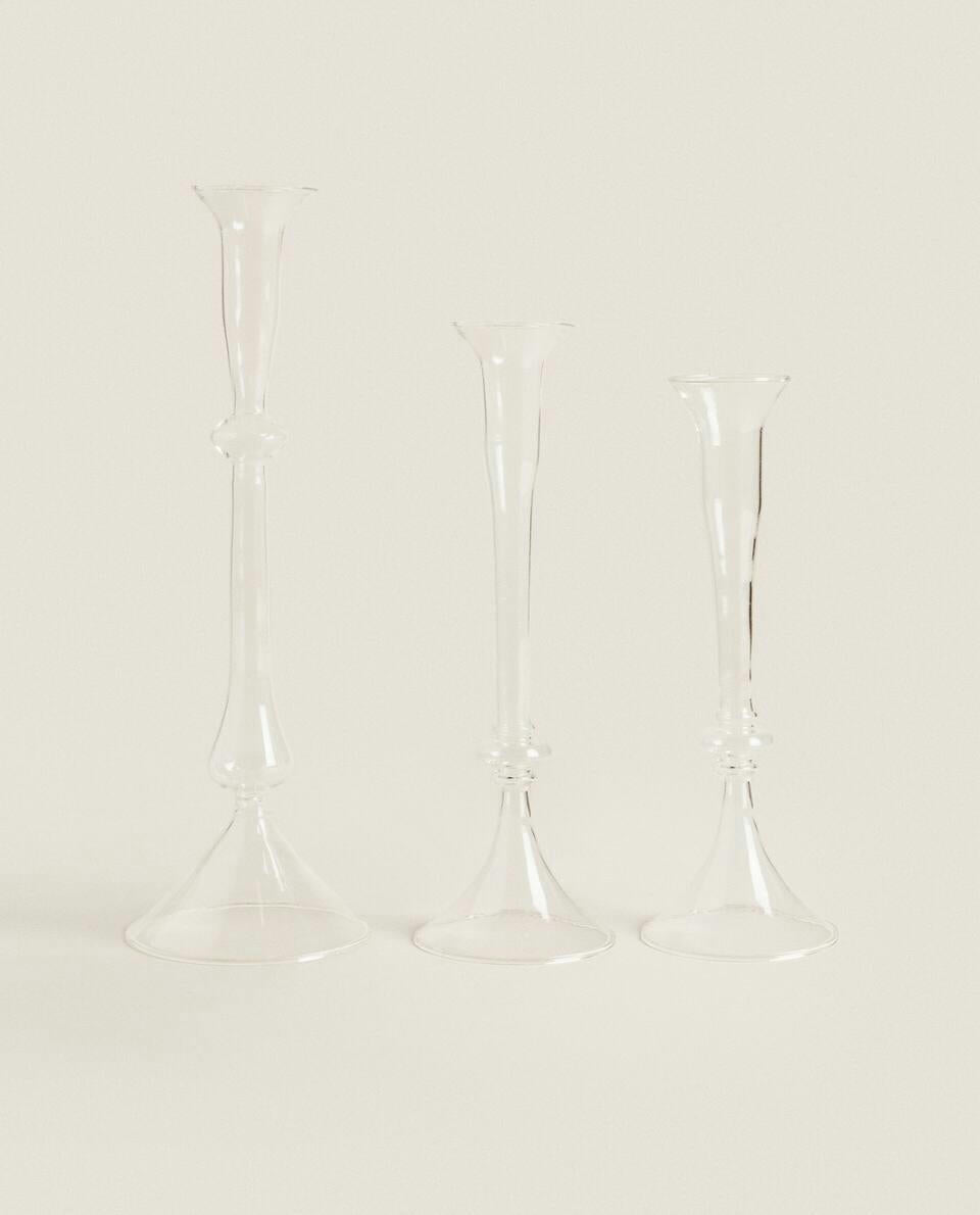 CANDELABRO IN VETRO CON DESIGN RILIEVO 