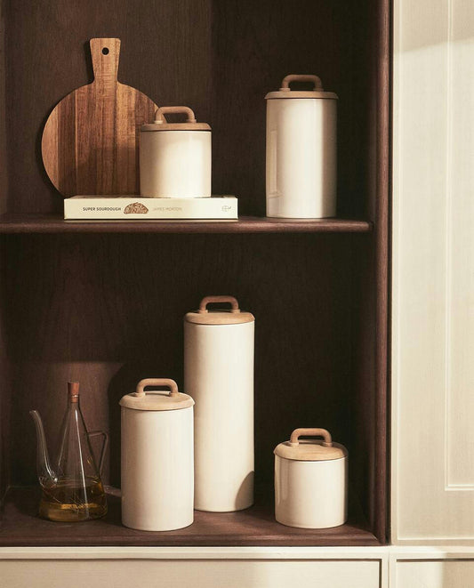 CERAMIC AND WOOD JAR