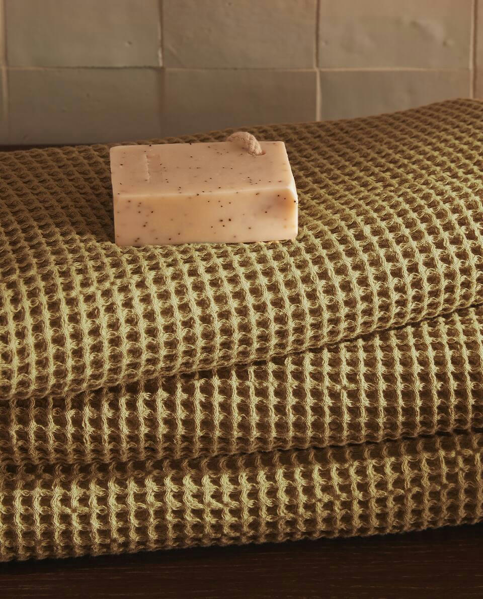 ASCIUGAMANO IN COTONE A MAGLIA A NIDO D'APE 