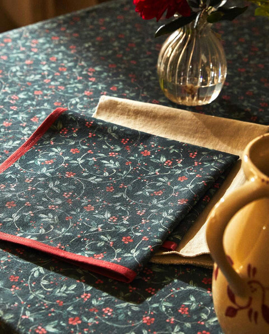 PAQUETE DE SERVILLETAS DE ALGODÓN CON FORMA DE VIÑEDA NAVIDEÑA (PAQUETE DE 2) 