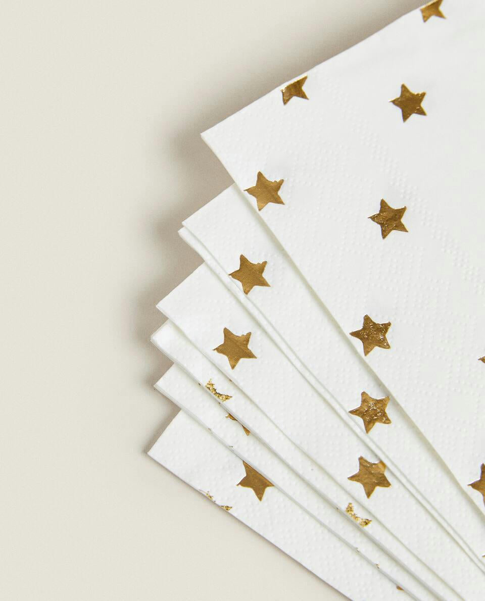 SERVILLETAS DE PAPEL CON ESTRELLAS DE NAVIDAD (PAQUETE DE 20) 