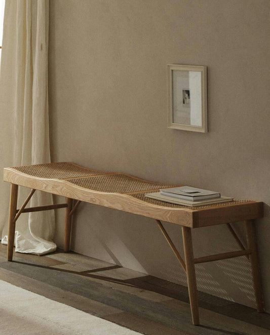 PANCA IN LEGNO E RATTAN 