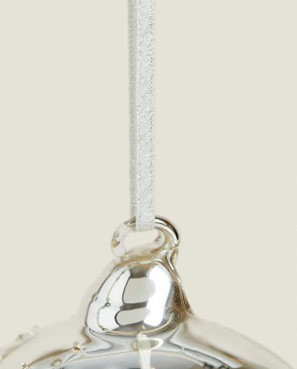 DECORACIÓN DE ARO NAVIDEÑO DE VIDRIO BRILLANTE 