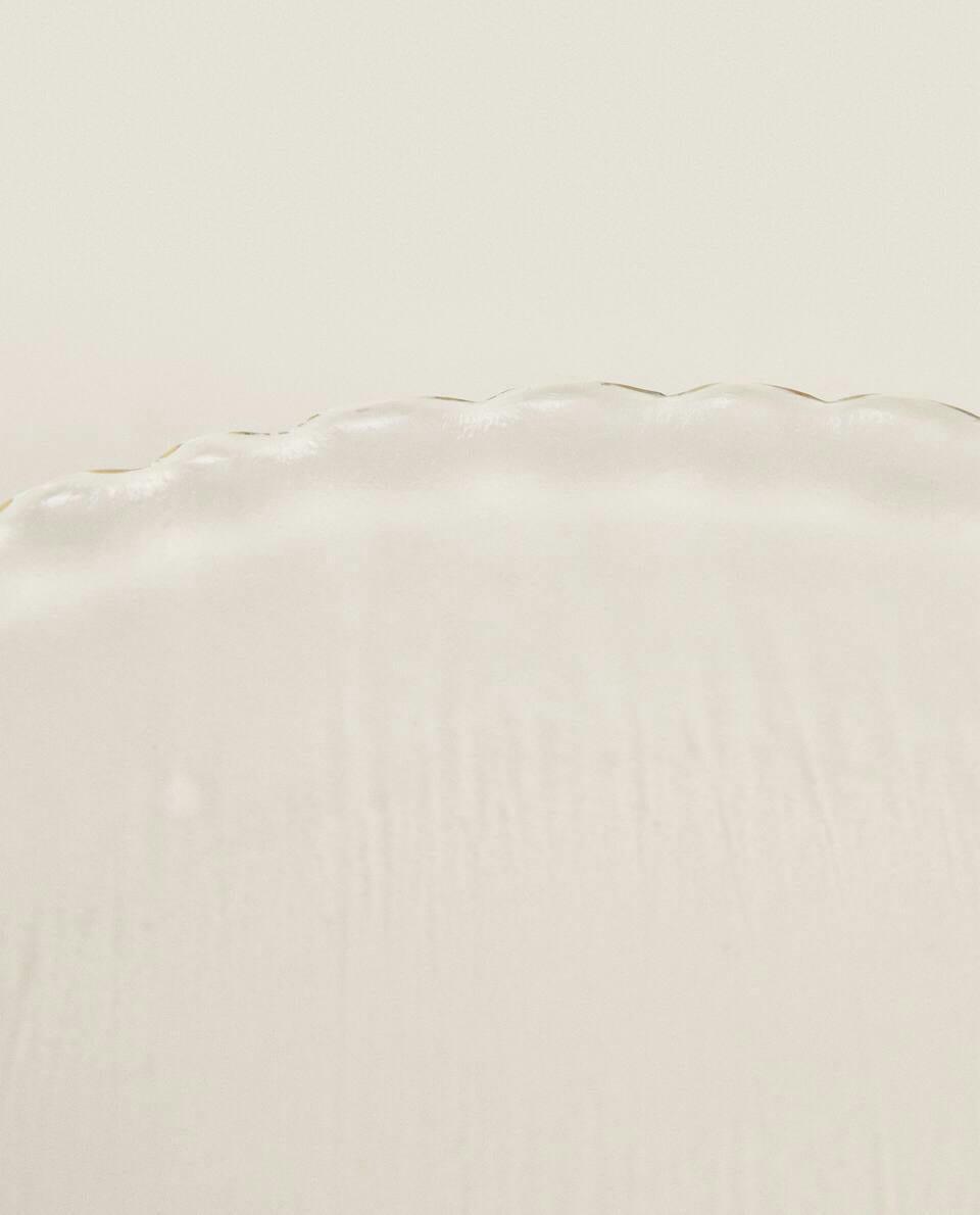 PLATO DE POSTRE DE VIDRIO NAVIDEÑO CON BORDE DORADO 