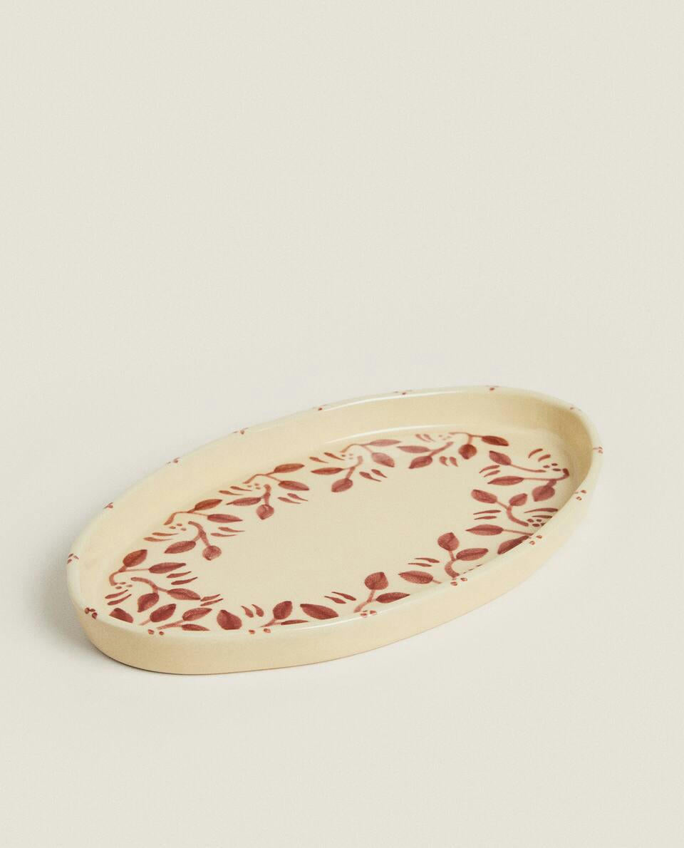 BANDEJA NAVIDEÑA DE CERÁMICA PINTADA 