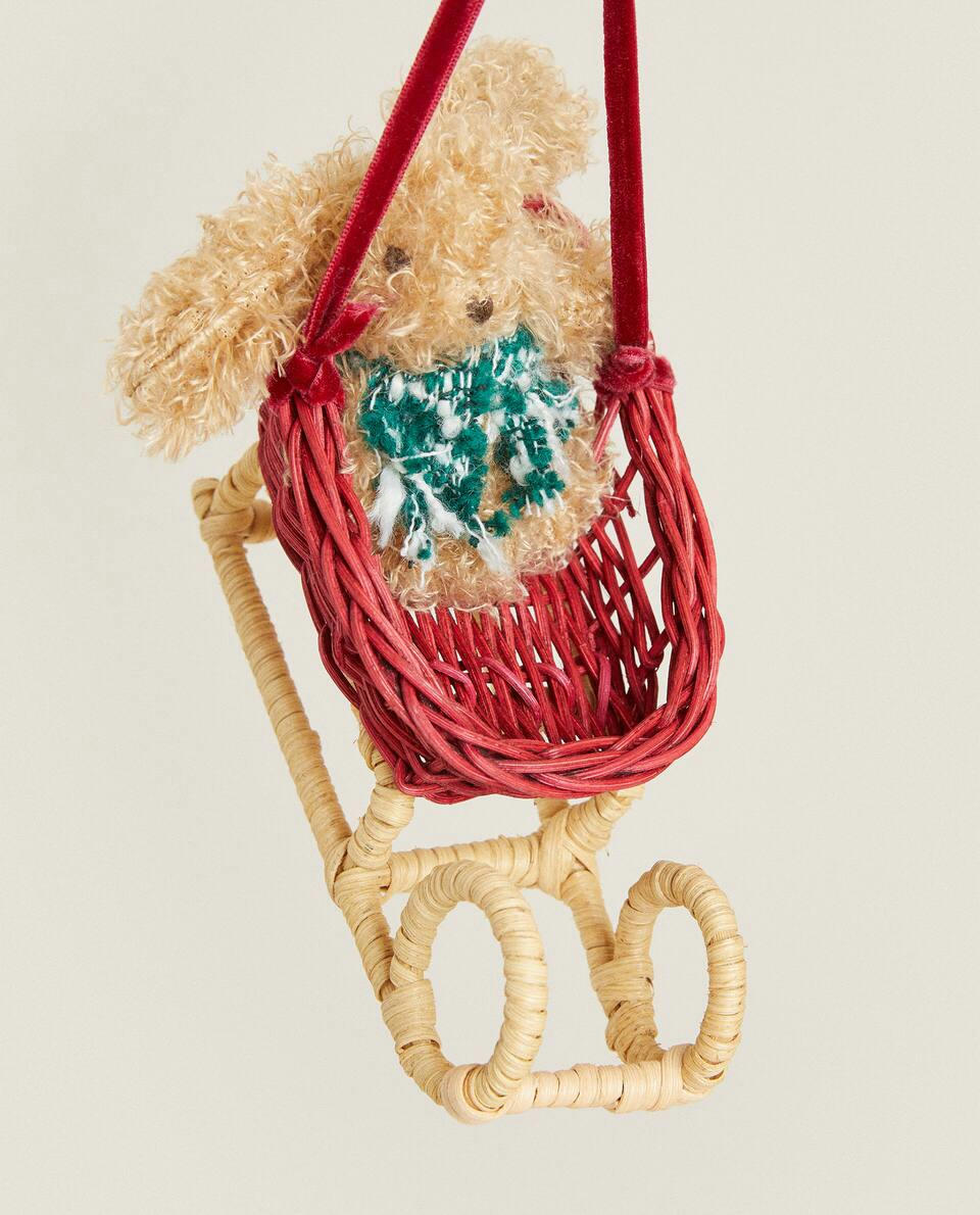 DECORACIÓN DE TRINEO NAVIDEÑO DE RATÁN 