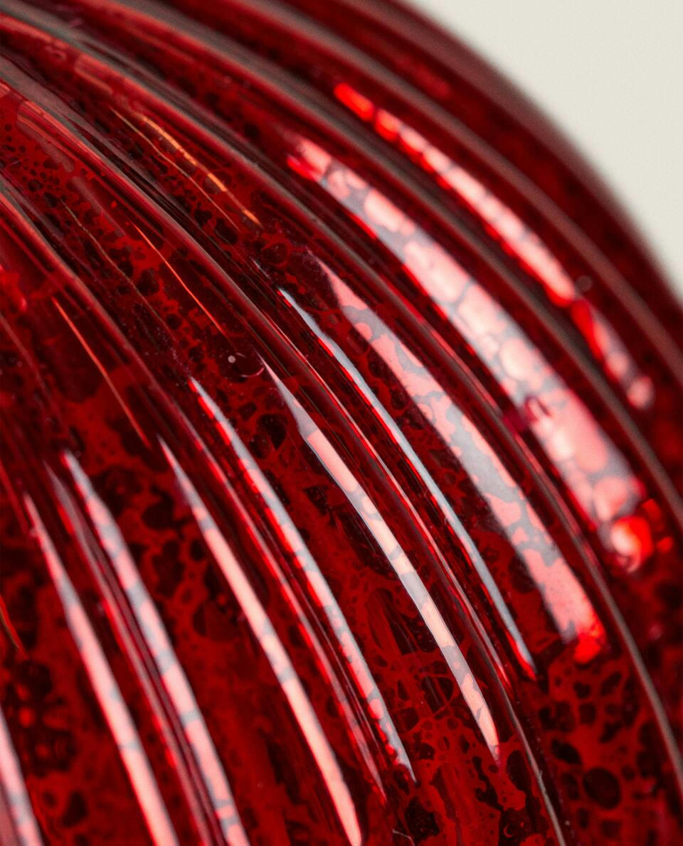 DECORAZIONE A PALLA DI NATALE IN VETRO CON STRISCE 