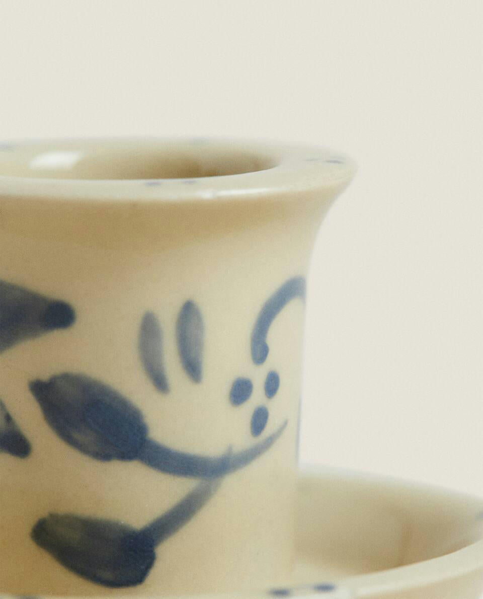 Candelero navideño de cerámica pintada 