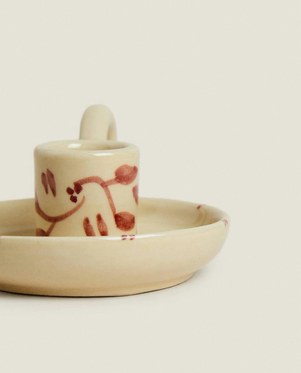 CANDELABRO NAVIDEÑO DE CERÁMICA PINTADA 