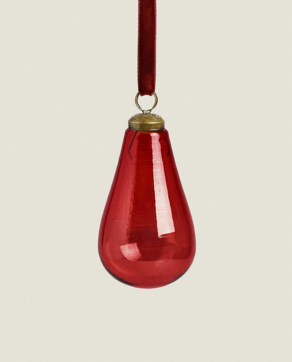 DECORACIÓN NAVIDEÑA DE PERA DE CRISTAL 