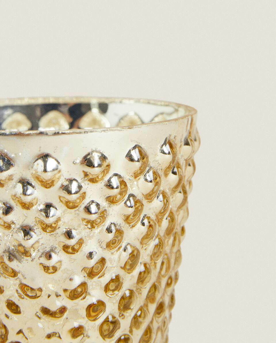 PORTACANDELE NATALIZIO IN VETRO MERCURIZZATO 