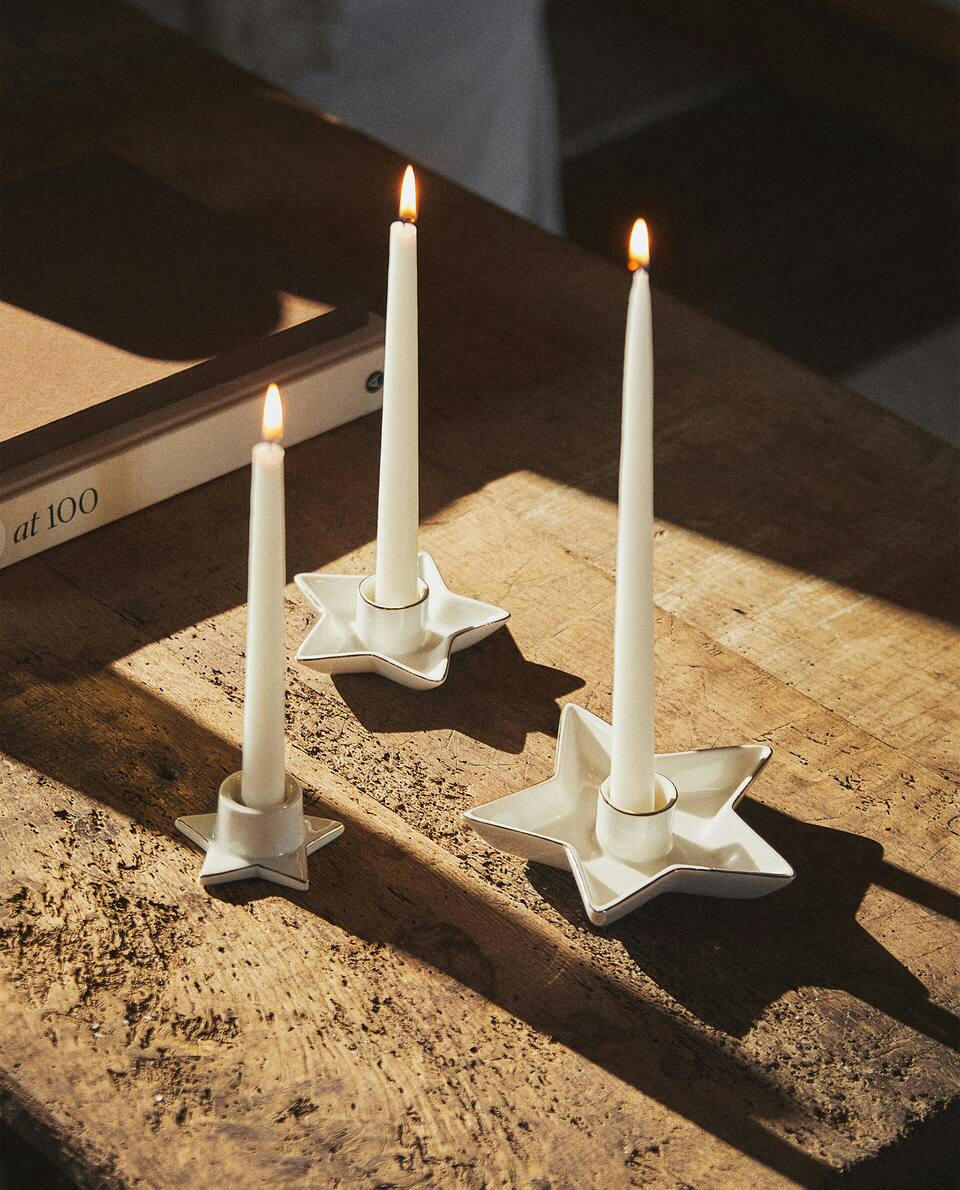 Candelabro grande de estrella navideña con borde 