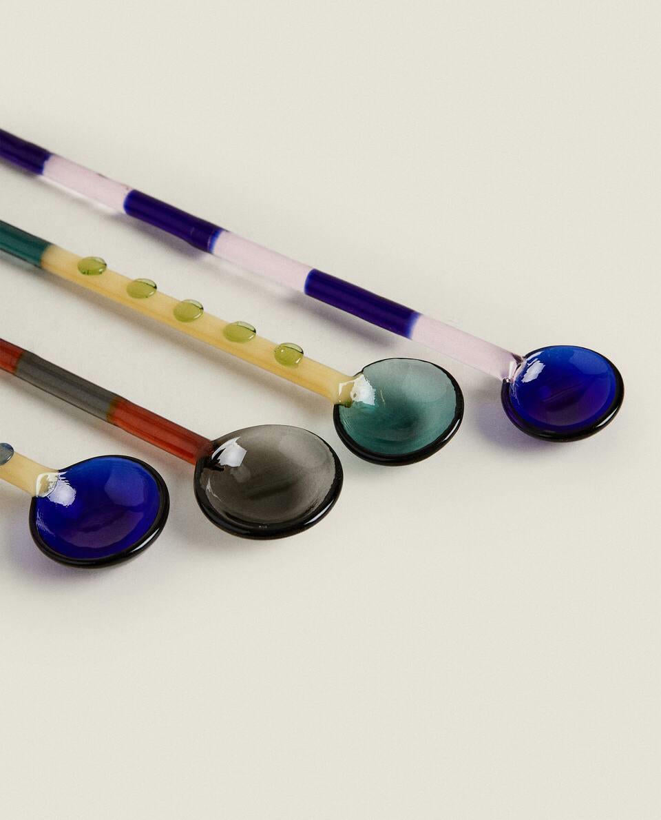 PAQUETE DE CUCHARAS DE POSTRE DE VIDRIO DE BOROSILICATO (PAQUETE DE 4) 