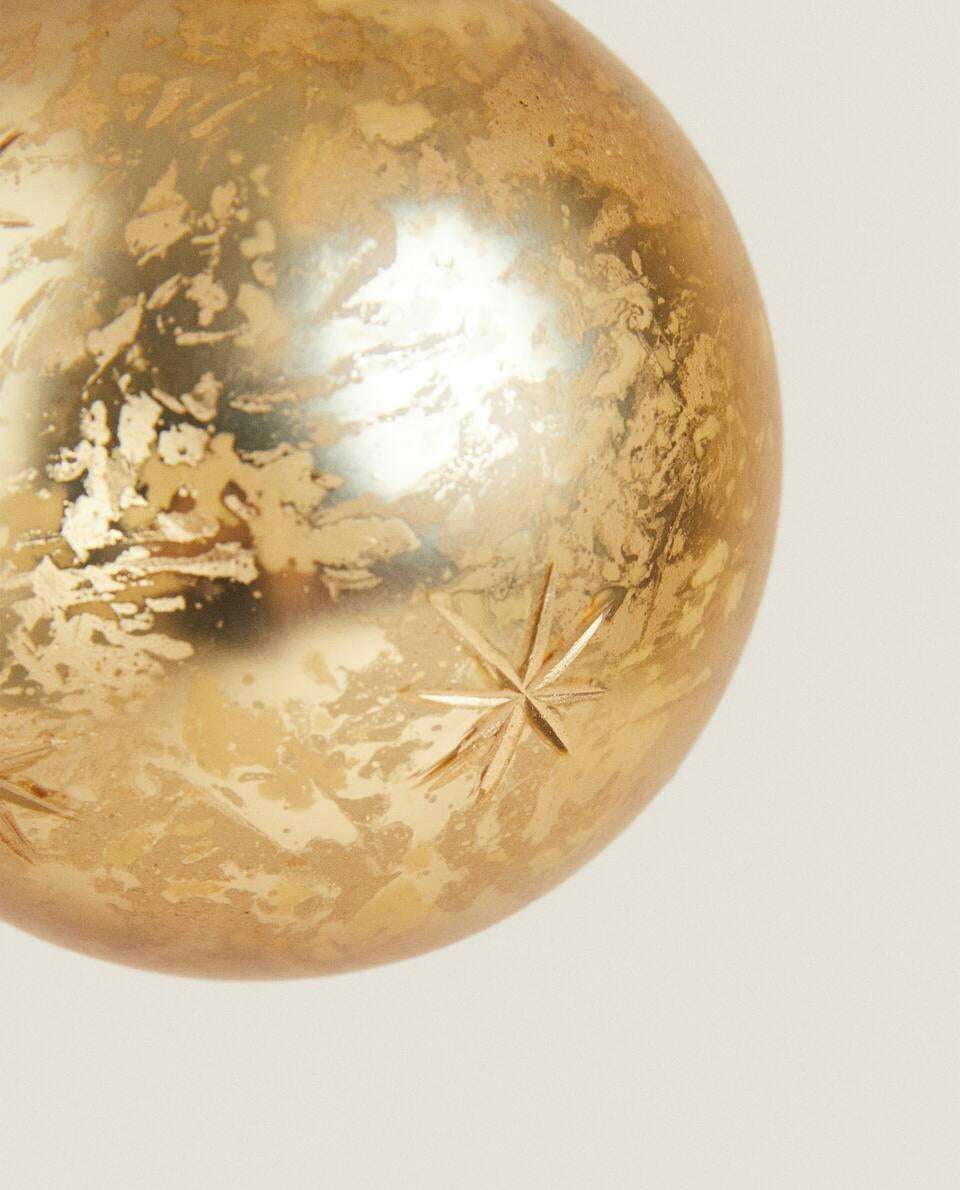 GLASS CHRISTMAS STARS BAUBLE DECORATION