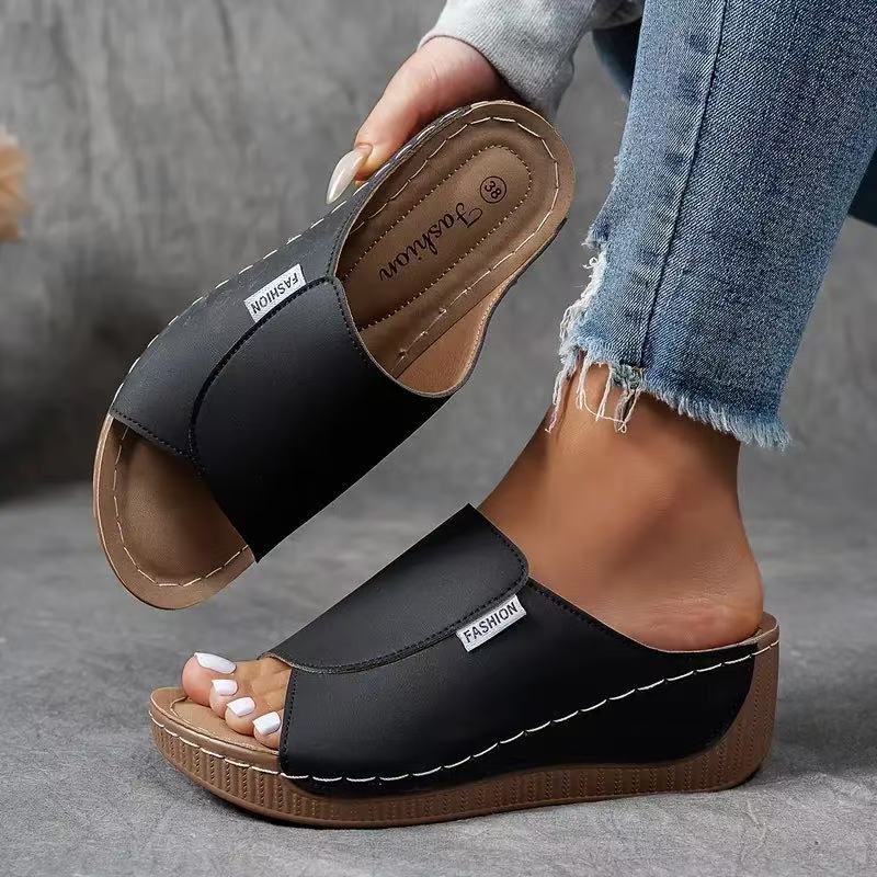Comfortable Slides with Arch Support - Women's Plain Breathable Sandals