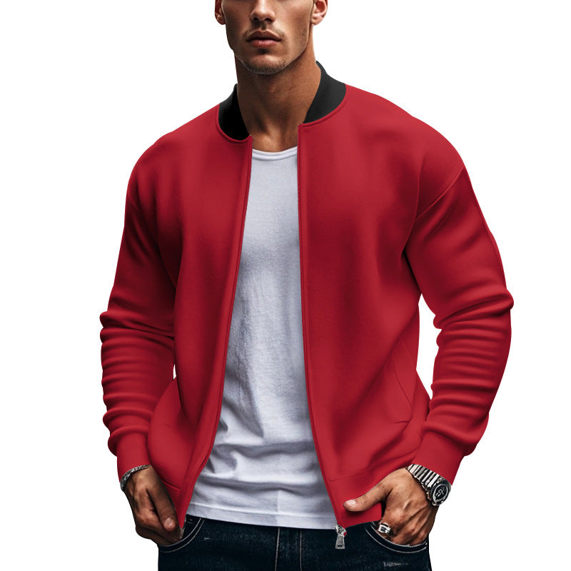 Men's Casual Lapel Zipper Baseball Jacket