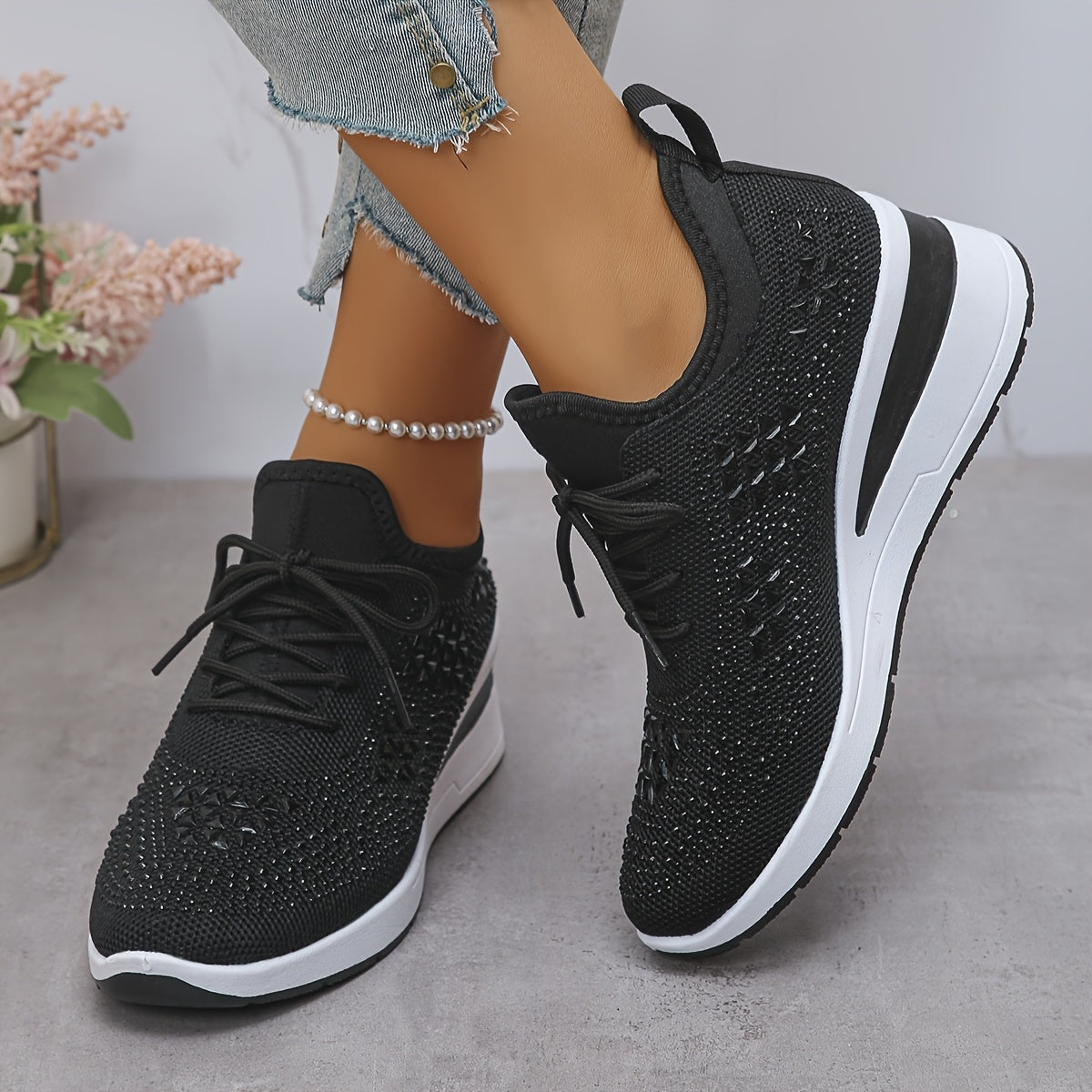 🔥Last Day Promotion 70% OFF - Women's Casual Fashion Breathable Rhinestone-Embellished Orthopaedic Sneakers