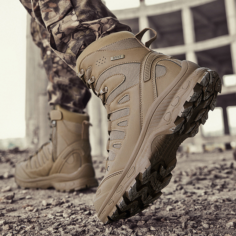 Men's Anti-Sprain Military Tactical Work Boots Waterproof Non-Slip Anti-Puncture Hiking Boots