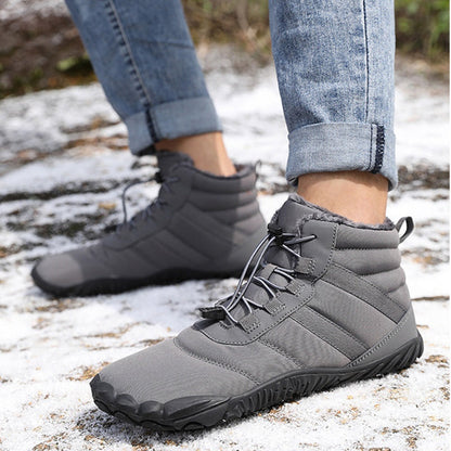 Men's Warm Fleece Barefoot Boots Wide Toe Orthopedic Support Snow Boots Waterproof Non-Slip Winter Boots